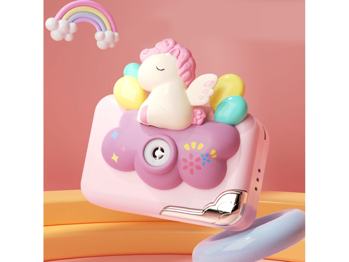 Primerox máquina de Bolhas Câmera Infantil Portátil com Design de Desenho Animado Roxa para Crianças