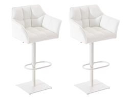 Conjunto de 2 bancos de bar Damaso em imitação de pele branco/branco CLP