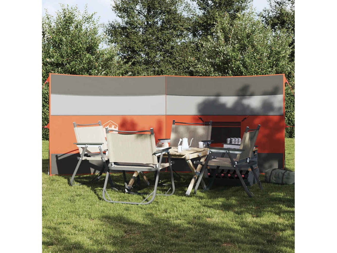 Vidaxl Corta-vento De Campismo 340x130 Cm Impermeável Cinza/laranja
