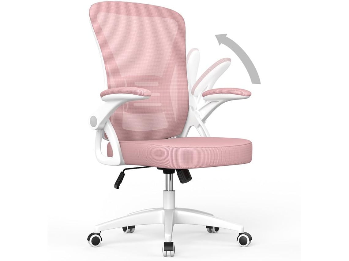 Cadeira de Escritório RACINGREAT com Assento Ergonómico - Almofada espuma alta resiliência (Braços Reguláveis - Rosa)
