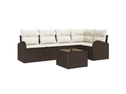Conjunto 6 Sofá De Jardim Vidaxl Castanho Vime Pe (234 X 124 X 85 Cm)