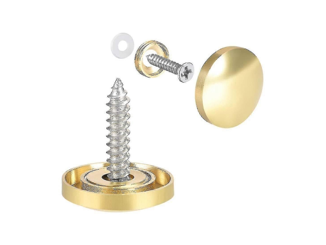 Parafusos Decorativos Para Espelho, Tampas Douradas, 18mm, Pacote Com 4