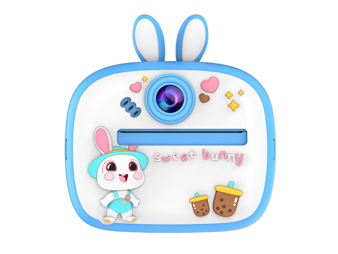 Câmera Instantânea para Crianças: Giftam300 Blue Rabbit Camera + 2 Rolos de Papel para Impressora + Cordão YUNZII