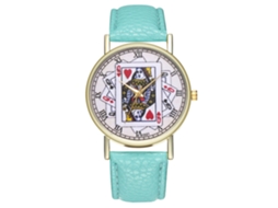 Relógio de quartzo casual e elegante com pulseira de couro para homens e mulheres (verde menta)
