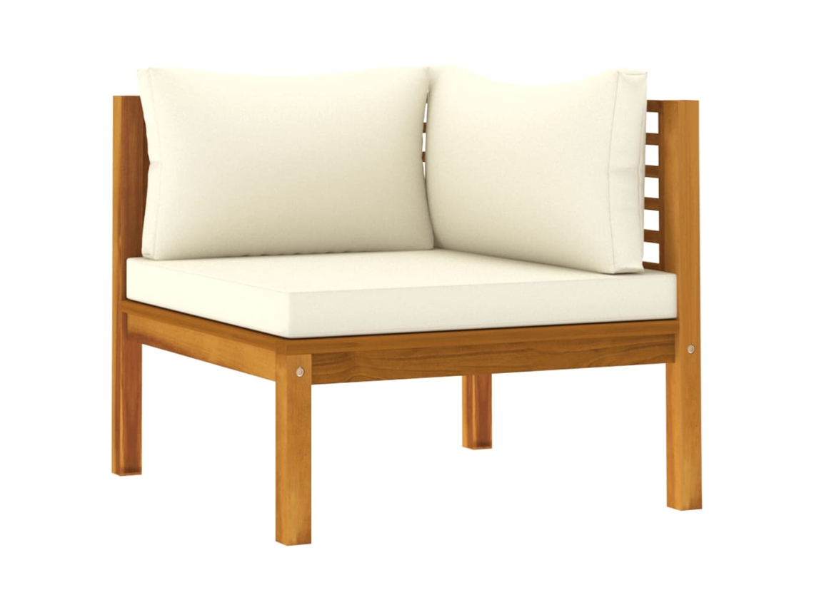 Sofá de Jardim de 2 Lugares com Almofada de Madeira de Acácia Creme