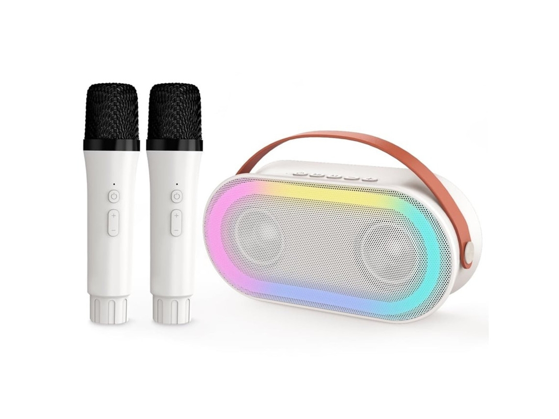 Mini Máquina De Karaokê Com 2 Microfones Sem Fio Alto Falante Bluetooth Portátil Com Baixo Estéreo E Luz Led Para Meninas E Meninos De 4 A Yizhood