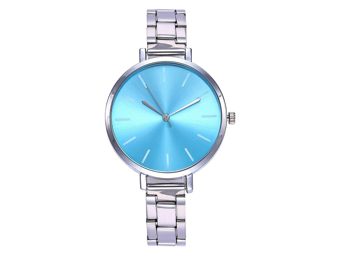 Reloj De Pulsera Unisex De Moda Casual Con Cuerda De Acero Azul Claro