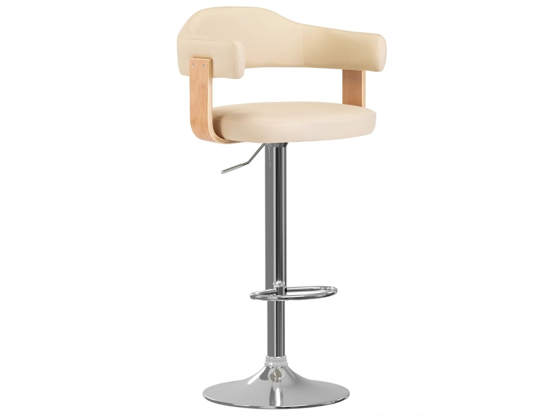 Bancos de Bar 2 Pcs Madeira Curvada e Couro Artificial Creme MAISON EXCLUSIVE