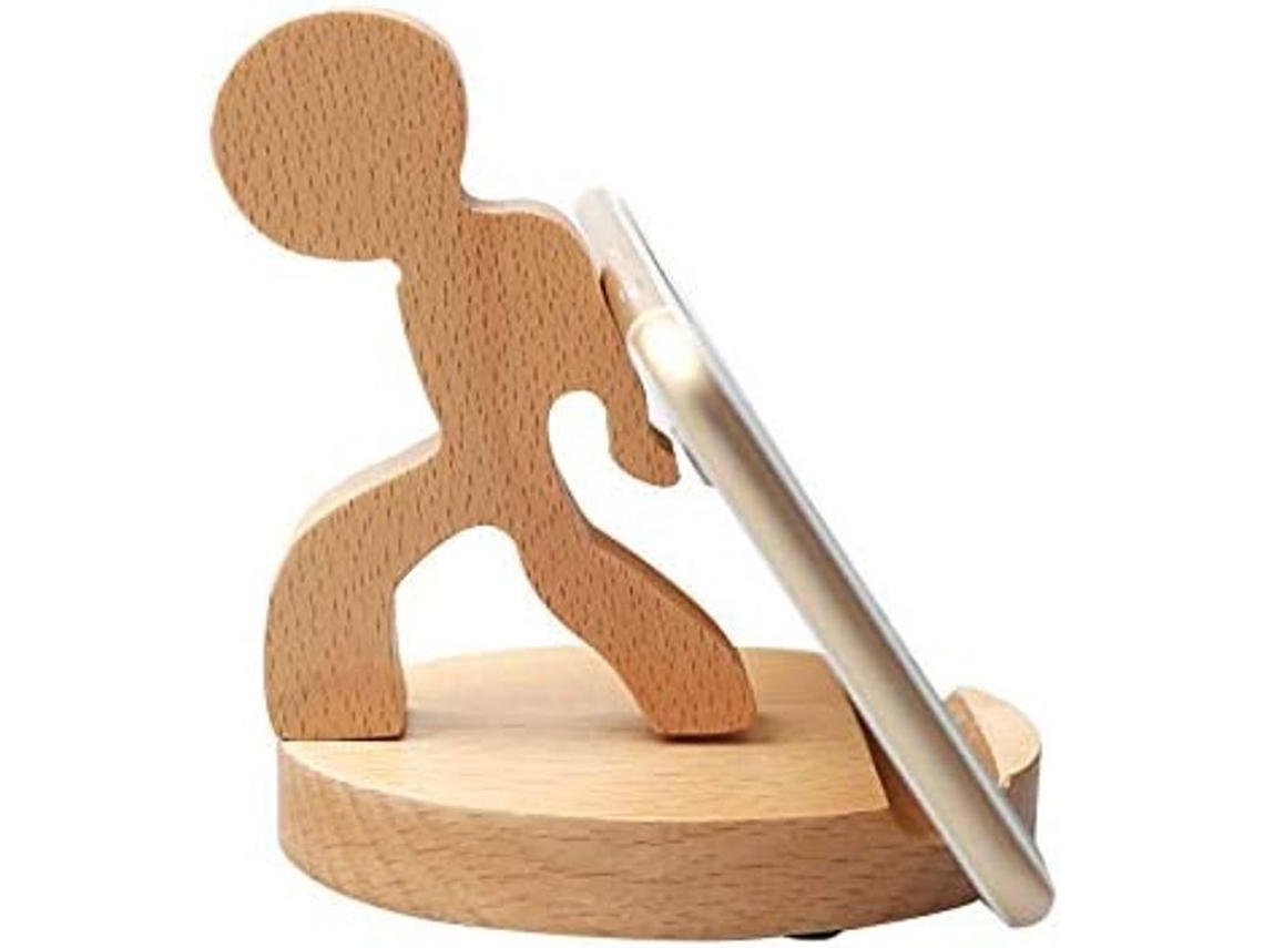 Suporte de Mesa para Celular de Madeira, Cute, com Base Anti derrame, Ajustável para 4 a 8 Polegadas | S/MARCA