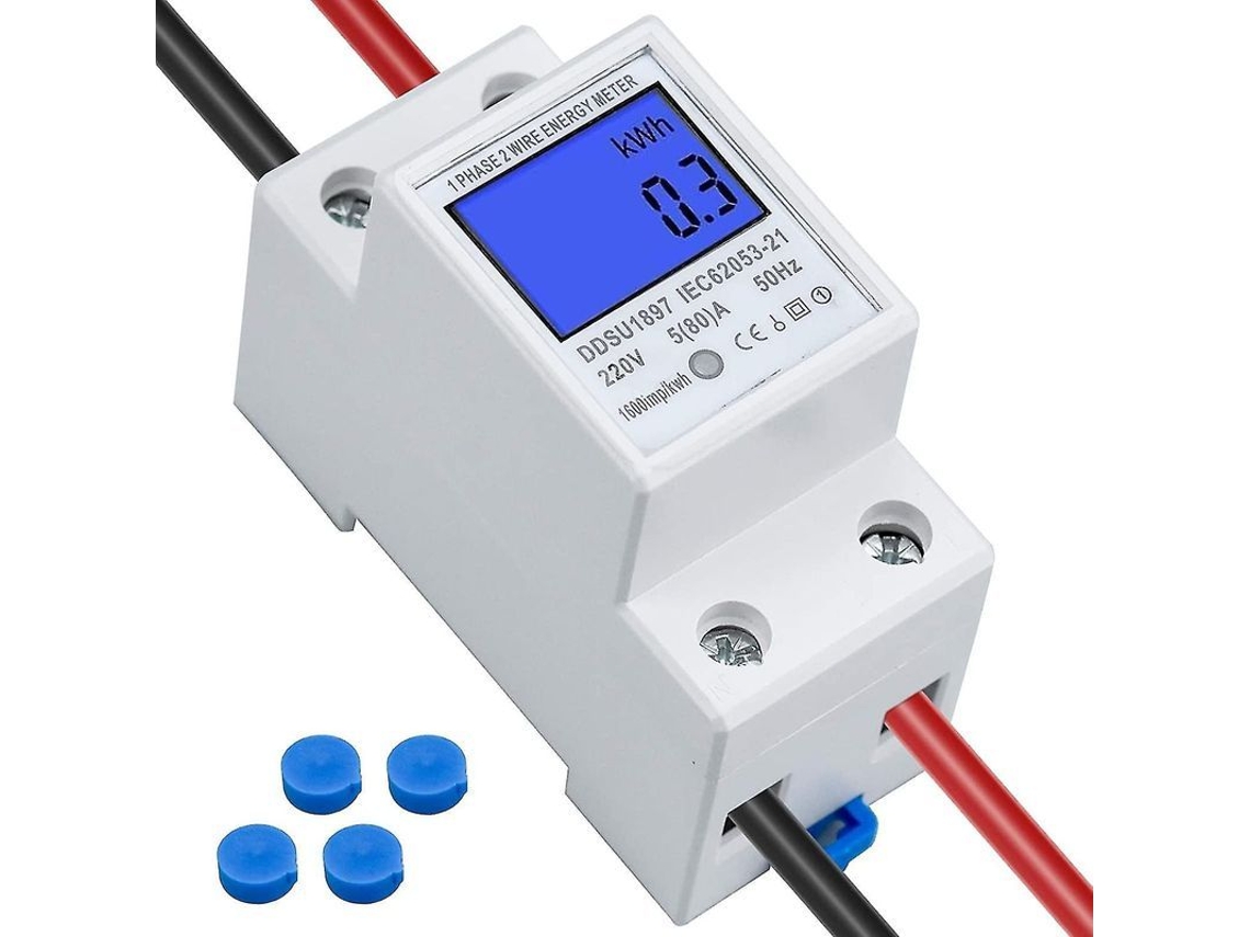 Contador De Energía Digital Lcd Monofásico 5(80)a Rail Din 35mm Precisión Alta Consumo Bajo 2025