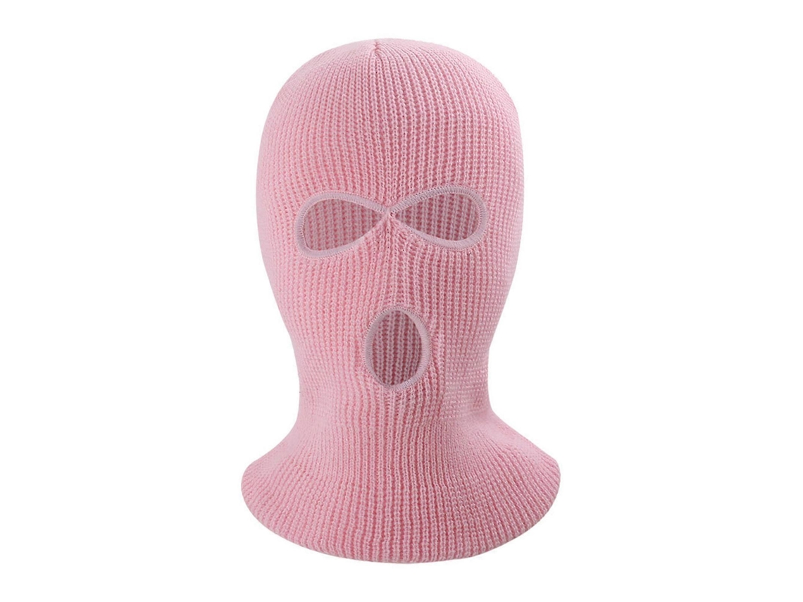 (rosa) Chapéu De Malha Unissex De Inverno Com Três Furos, Cor Sólida, Máscara Facial Completa, Balaclava, Cúpula, Chapéu De Malha Para Ciclismo Ao Ar