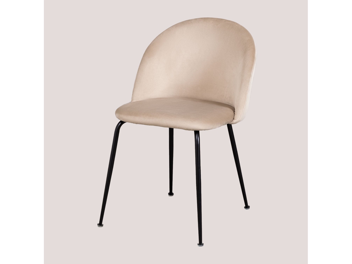 Sklum Pack 2 Cadeiras De Jantar Estofadas Em Veludo Kana Design Poliéster     Preto                 Castanho Trigo