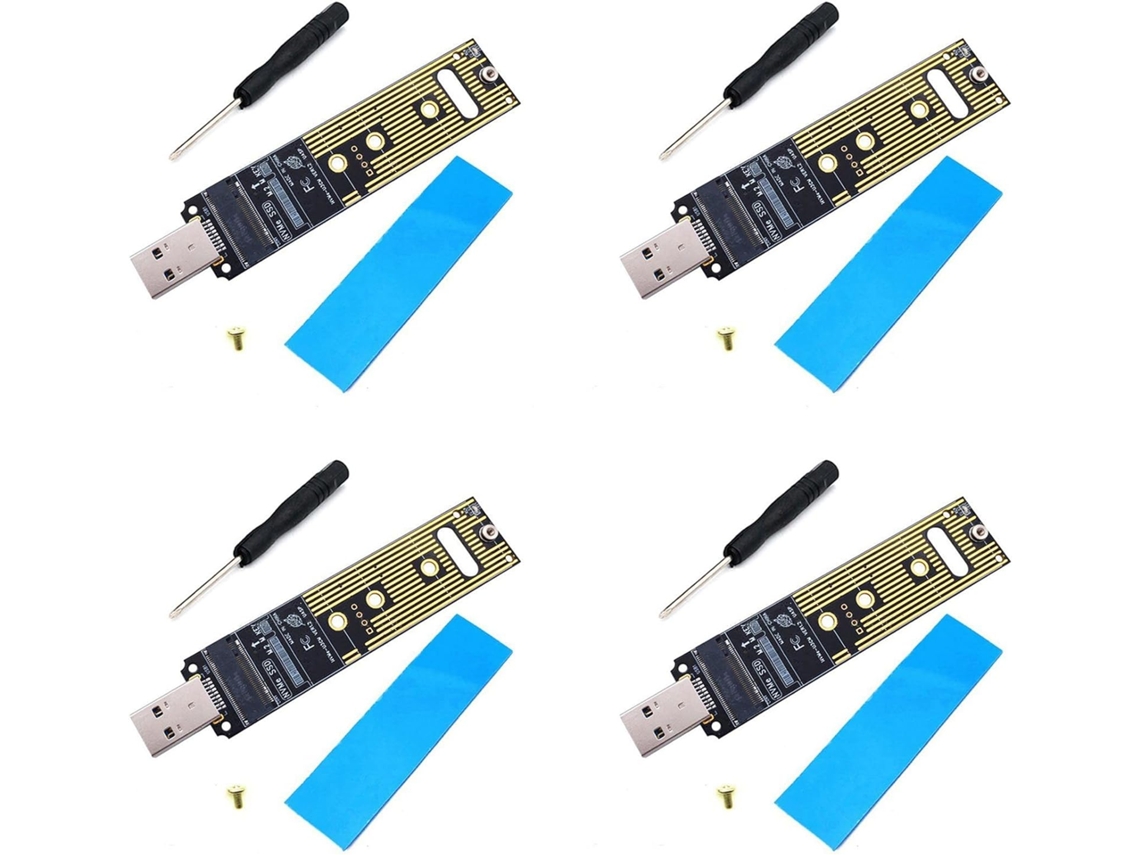 Pacote com 4 Adaptadores Nvme Usb M.2 Ssd para Usb 3.1 Gen 2 de 10 Gbps para os Modelos 2230, 2242, 2260 e 2280. SFUSHOS