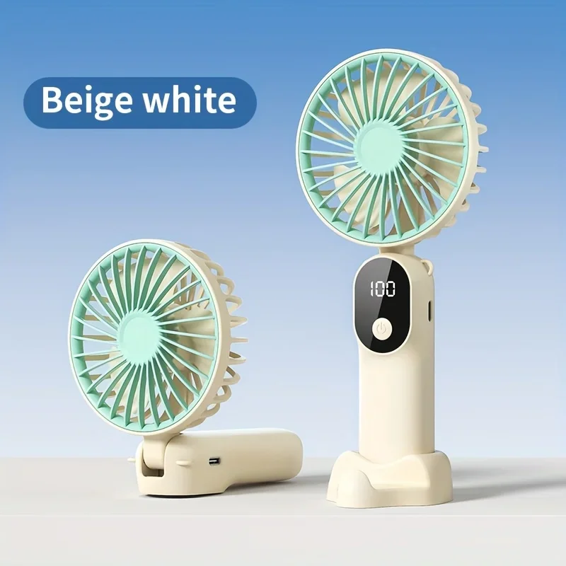 Mini Ventilador De Mão Dobrável Para Pendurar No Pescoço, 6 Velocidades, Recarregável Via Usb, Com Visor Digital, Portátil E Pequeno