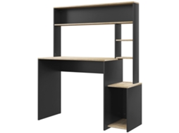 Secretária Para Computador Com Prateleira De 3 Níveis Mesa De Estudo Com Suporte Para Cpu 114x45x138 Cm Cinza E Natural