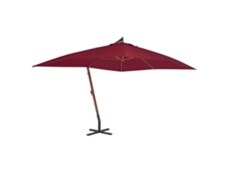 Vidaxl Guarda-sol Jardim Cantilever C/ Poste Madeira 400x300 Cm Bordô