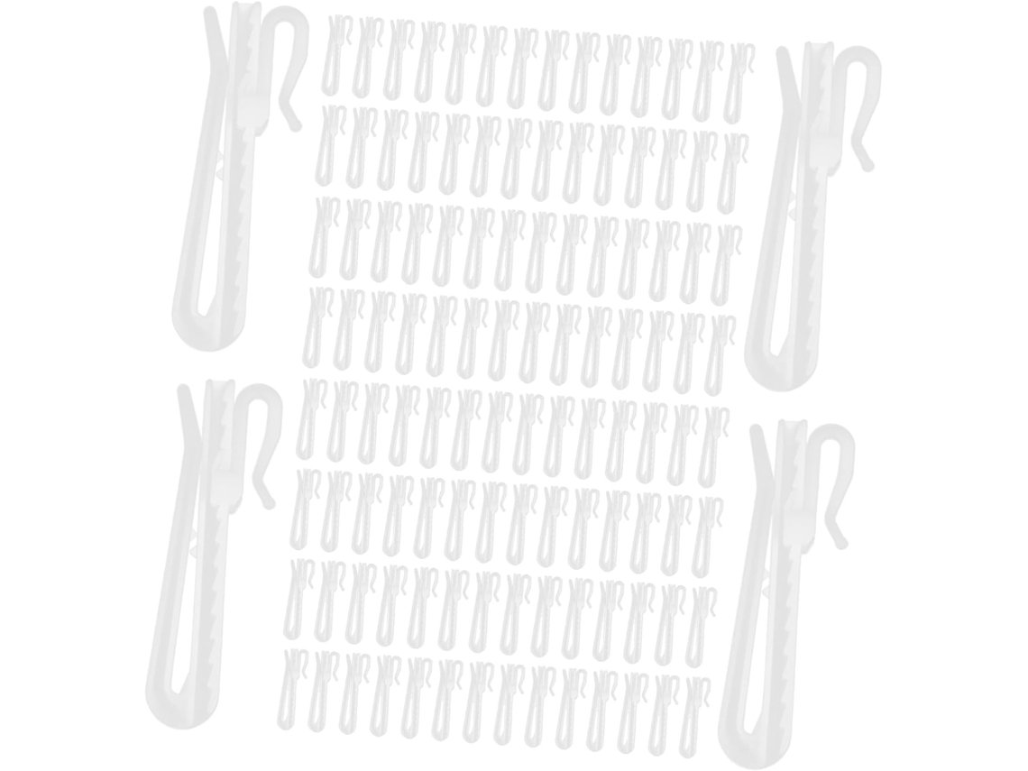 Conjunto De 100 Ganchos De Cortina De Plástico Ajustáveis, Resistentes E Longos, Em Formato De S, Para Janelas Conjunto De 100 Ganchos