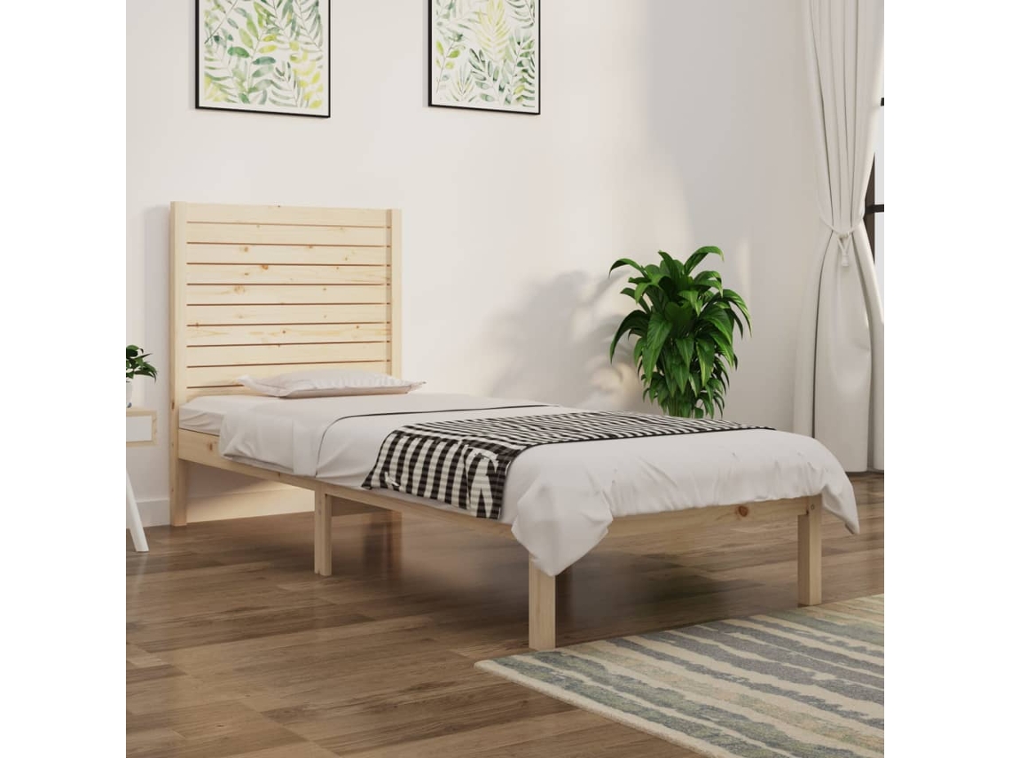 Vidaxl Estrutura De Cama Solteiro 90x190 Cm Madeira Maciça