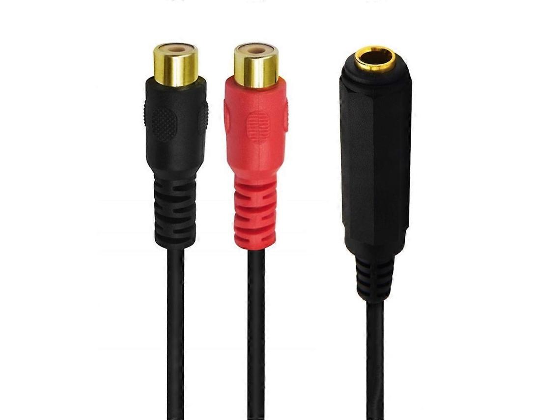 Cabo Adaptador Divisor Y Estéreo Fêmea De 6, 35 Mm(1/4 De Polegada) Para 2 Rca Fêmea, 20 Cm Tfrf