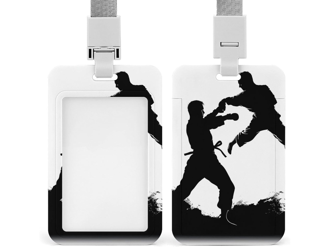 Porta Crachá Com Cordão, Suporte Crachá Divertido Com Tema Kickboxing, Armazenamento Vertical Cartões De Cartões
