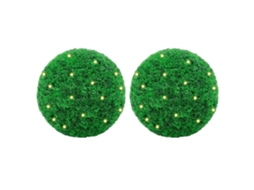 Vidaxl Bolas Artificiais De Buxo Com Luzes Led 2 Pcs Verde 35 Cm