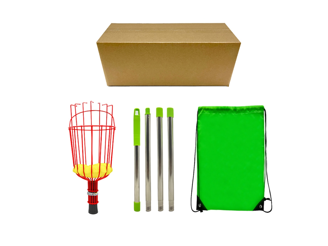 Coletor de frutas com cesta, haste telescópica, ferramenta de aço inoxidável para colher abacate, limão, pera e manga, 80-160 cm