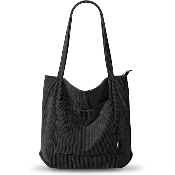 Bolsa de Veludo Cotelê com Zíper, Tecido Impermeável com Bolsos, Compartimento Grande, Ombro, Mão AQUAFORGE