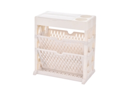 Estante de Livros 2 Camadas com 2 Cestos Pp Branco para Sala e Quarto