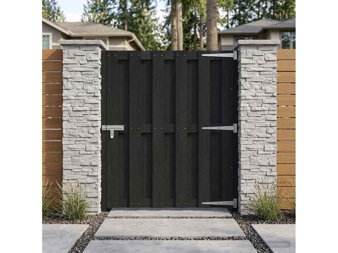 Vidaxl Portão De Jardim 100 X 112 Cm Wpc E Alumínio Preto
