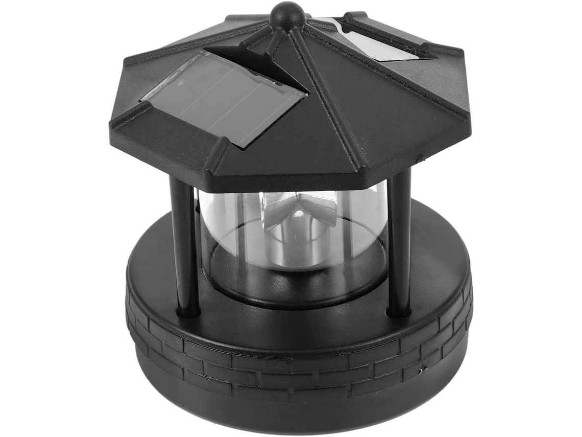 Farol Solar Led Giratório Médio Preto À Prova D'água, Luminária Decorativa De Jardim Com Rotação De 360°, Iluminação