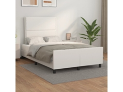 Vidaxl Estrutura Cama C/ Cabeceira 120x200 Cm Couro Artificial Branco