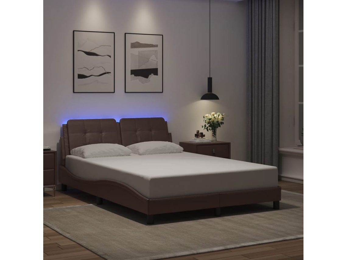 Vidaxl Estrutura de Cama com Led Sem Colchão Zadar 120x200cm Castanho