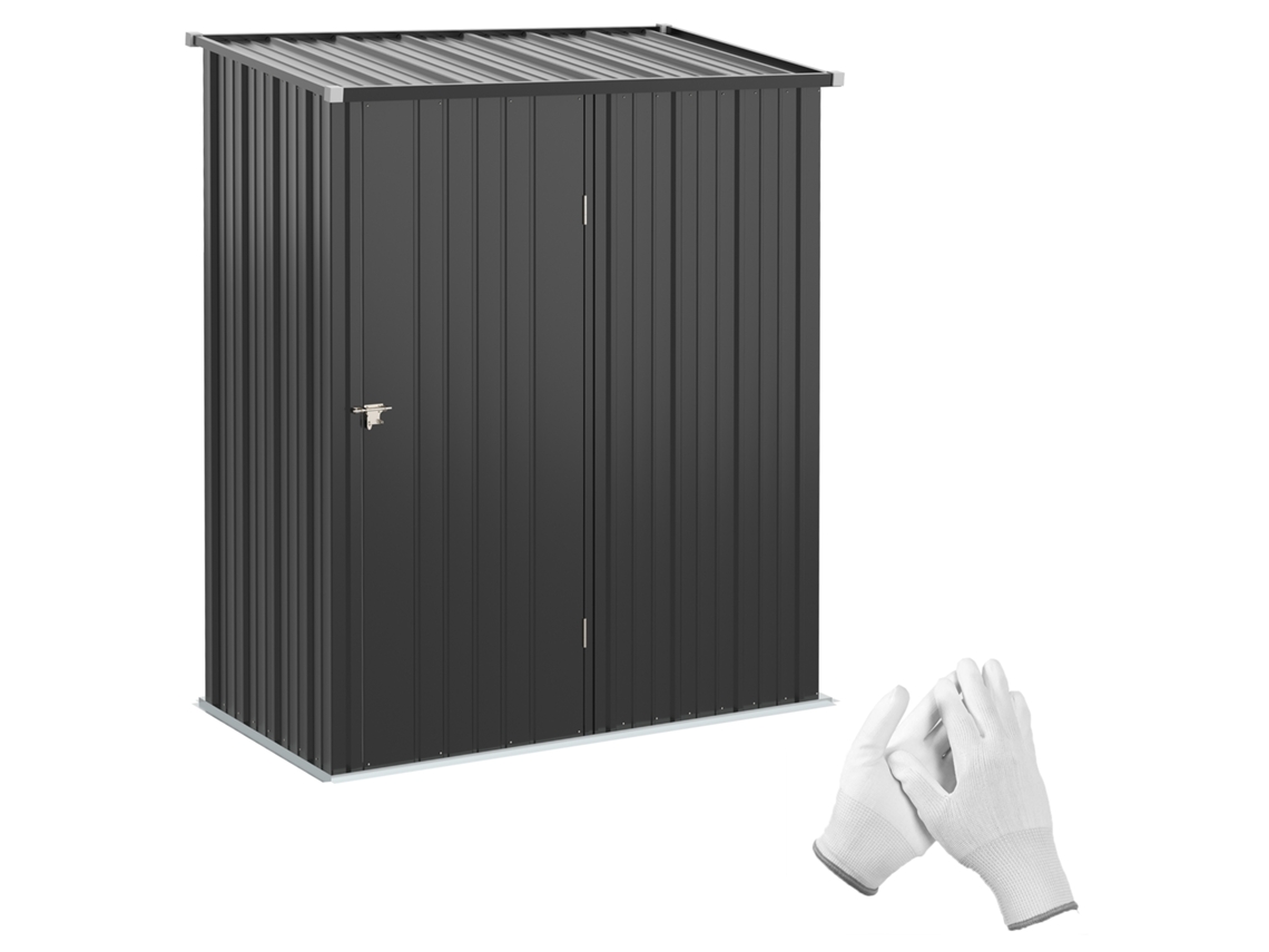 Abrigo De Jardim 1,34m², Trancável, Aço Galvanizado, Telhado Inclinado, 161,5x94,5x196cm, Preto.