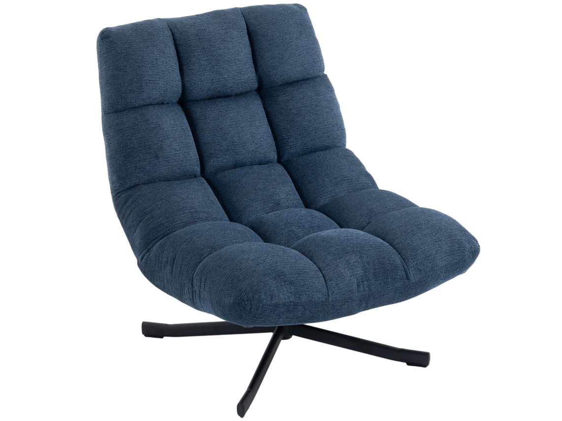 Poltrona Giratória, Poltrona Moderna Sem Braços Com Pés De Aço, Azul Escuro