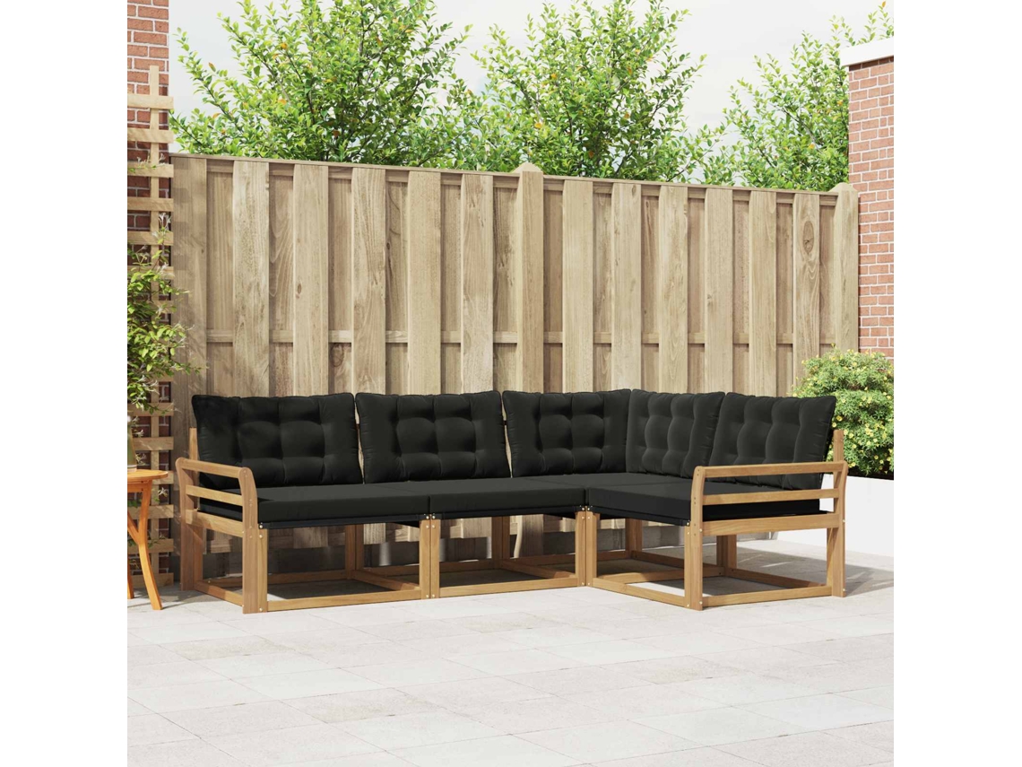 Vidaxl Conjunto De Sofás Para Exterior 4 Pcs Branco E Preto