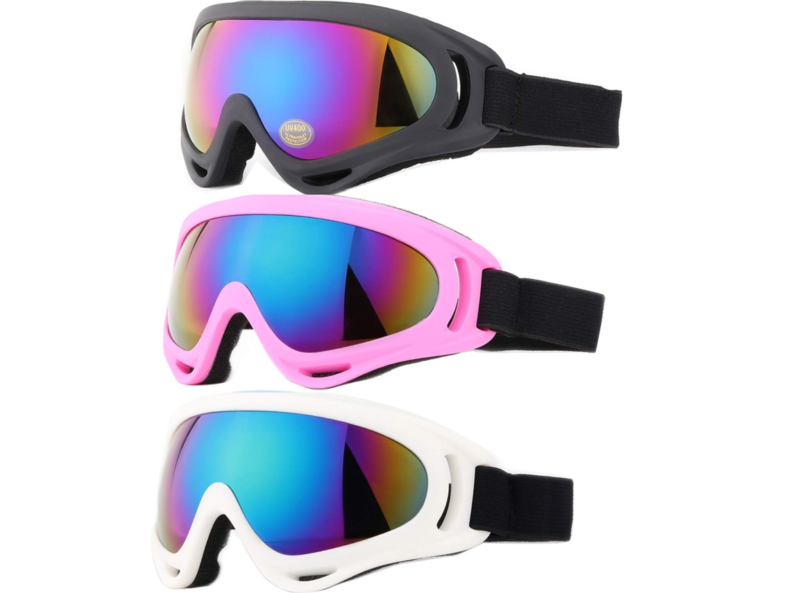 Pacote com 3 Óculos de Esqui para Crianças e Adultos Óculos de Snowboard para Homens, Mulheres e Jovens Jsr BRILVIBERA