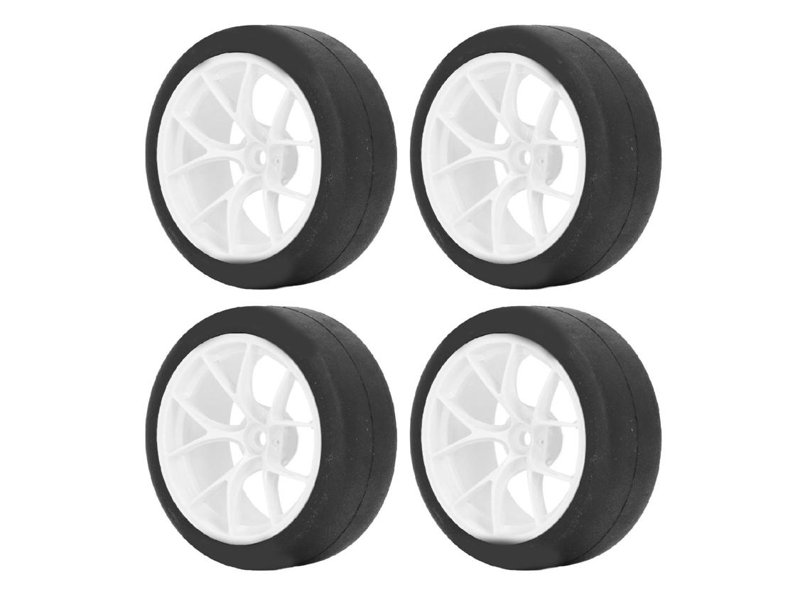 Mali 4 Pneus de Roda para Carro Rc 1/10 On Road Universal para Tamiya Tt01 Xv01 Branco de Borracha