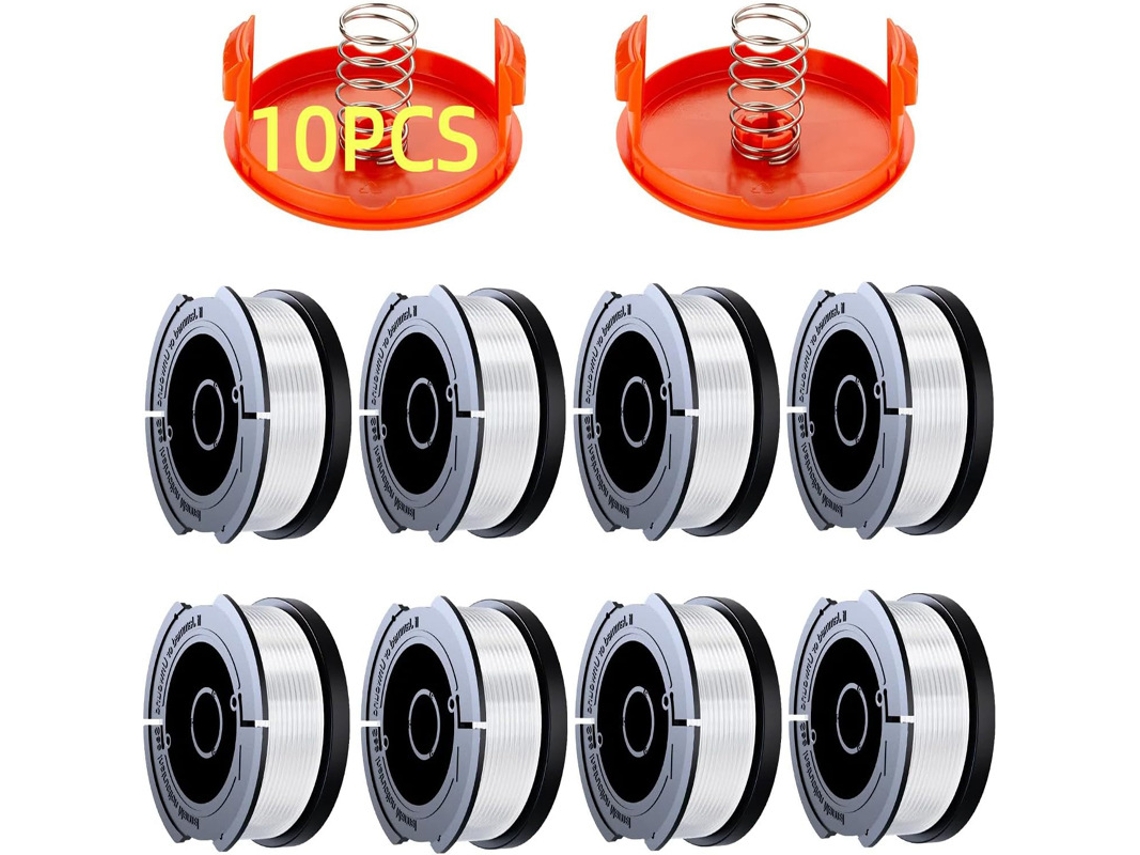 Pacote com 8 Carretéis de Fio com 2 Tampas Aparador de Grama para Black+decker Af 100 3zp HENTEN HOME