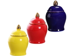 Conjunto De 3-mini Potes Chá Cerâmica 70ml, Com Tampa Selada