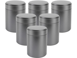 Conjunto Inoomp De 6 Potes Metal Com Tampas Herméticas Para Cozinha, Duráveis E Com Acabamento Polido, Ideais Para