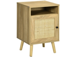 Criado mudo com Porta de Grade Criado mudo Auxiliar para Quarto Sala de Estar Cama 39x35x60 Cm Madeira Natural Ge