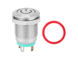 Botão De Pressão Metal Com Reset Automático Com Luz Led Verde Simbolo De Energia 12mm(3v)