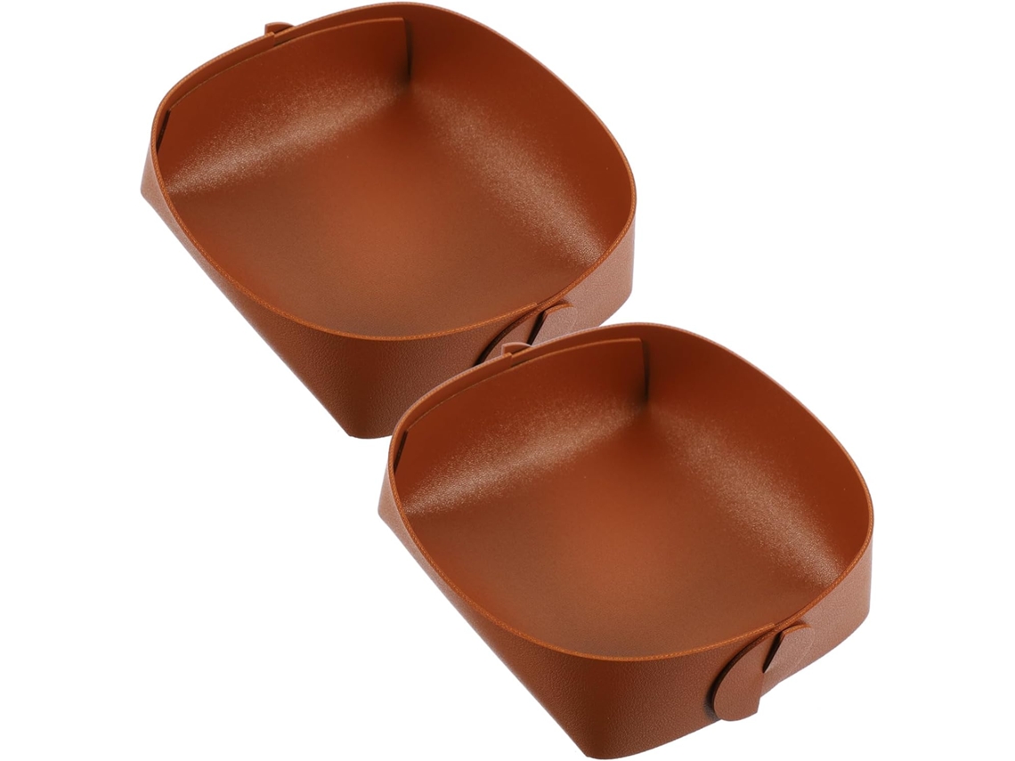 Conjunto De 2 Caixas Organizadoras De Mesa Em Couro, Acessório Pequeno Para Mesa, Bandeja, Marrom.