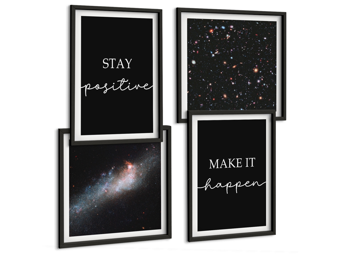 Composição De Quadros Inspirações Espaciais Motivação Espelharte (4 Peças)