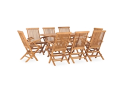 Vidaxl 9 Pcs Conjunto Jantar Dobrável P/ Exterior Madeira Teca Maciça
