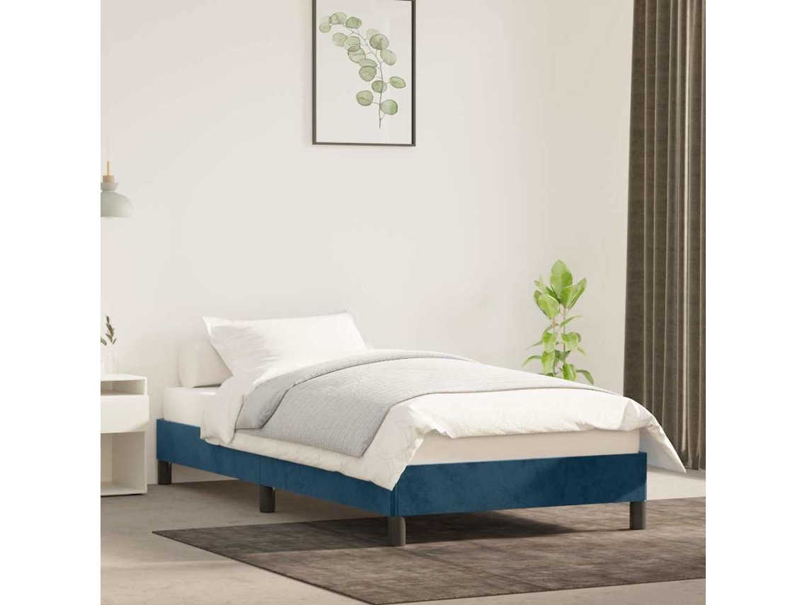 Vidaxl Estrutura De Cama Sem Colchão 80x200 Cm Veludo Azul-escuro