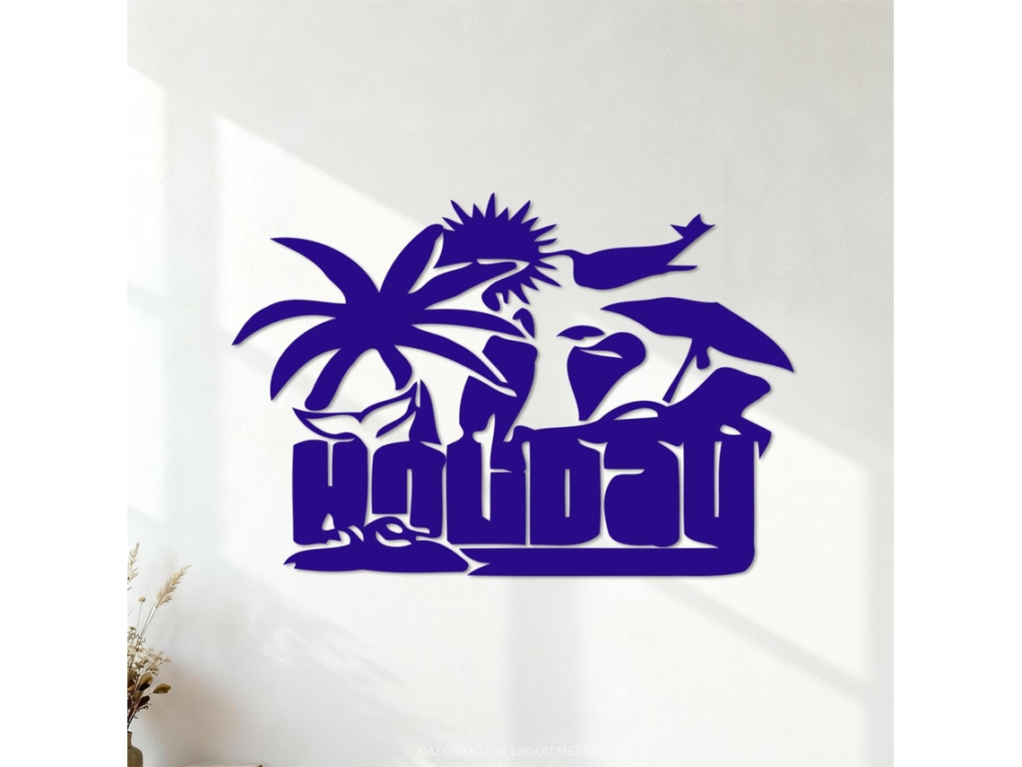 Loisirs Et Soleil À Palm Beach Stickers Murais 64x94cm Fourni Com Um Kit De Filme De Transferência Azul Fosco