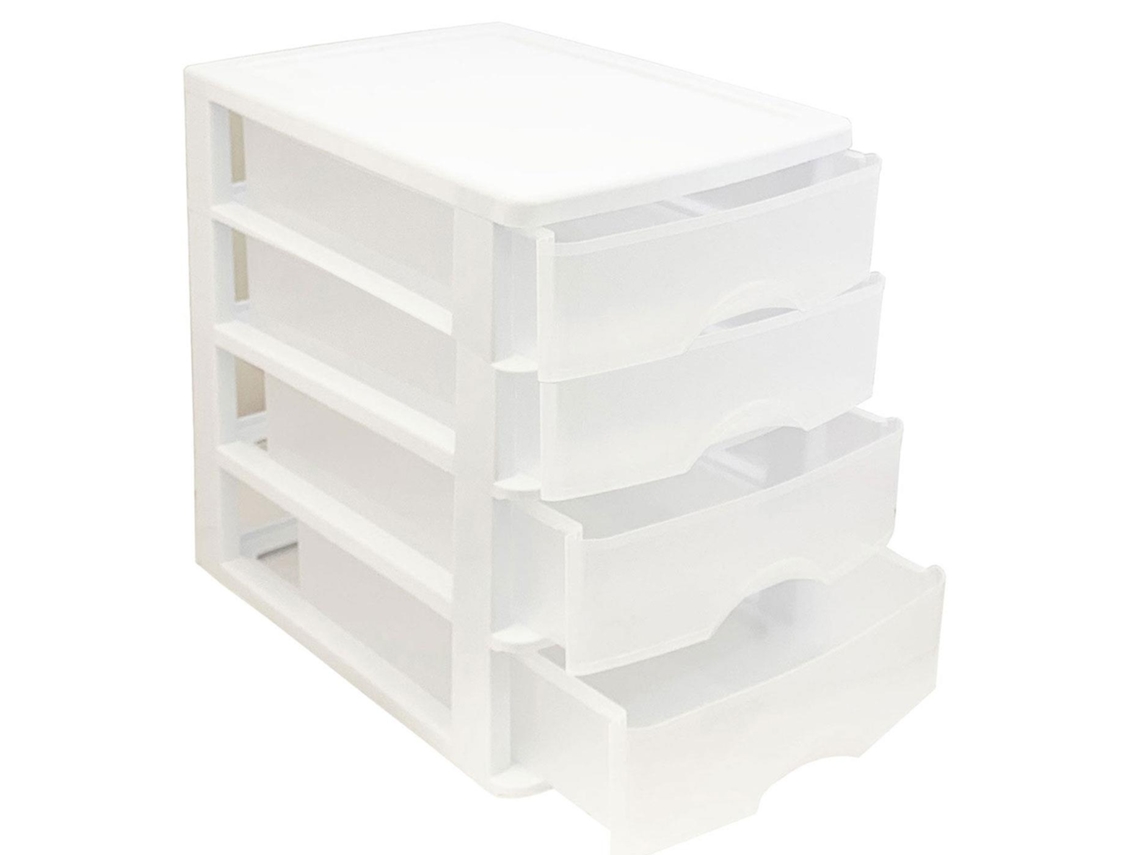 Bloco De Gavetas De Mesa Fabricado Na Espanha 4 Gavetas Transparentes Torre De Armazenamento, Armário, Banheiro, Escritório 35 X 27 X 35,5 Cm Acan