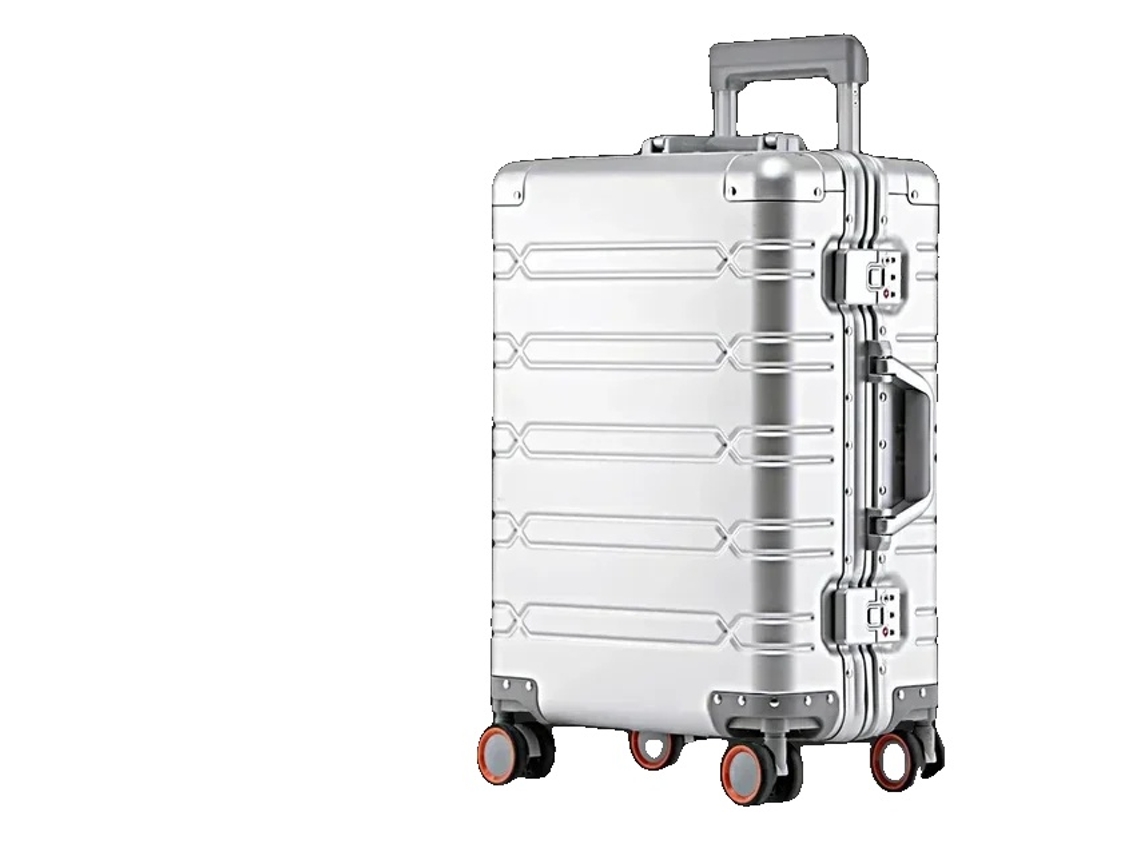 Mala De Viagem, Grande Capacidade, Design Com Rodas Giratórias, Prata, 20 Polegadas