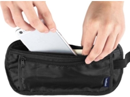 Carteira De Viagem Com Bolso Secreto Pochete Cinto Porta Dinheiro Bolso Oculto Capa Protetora Leve Preta Oem
